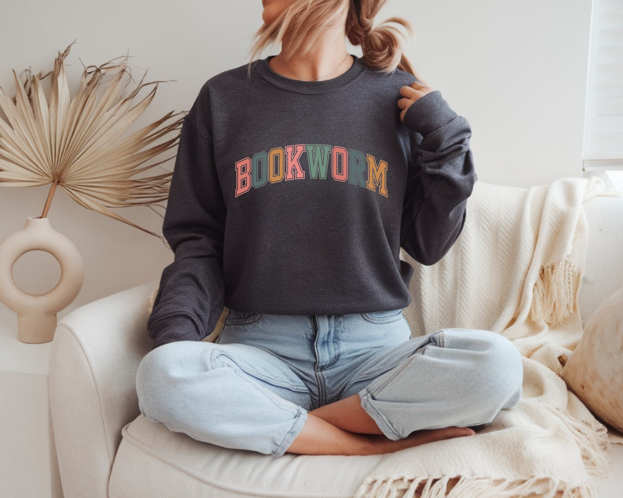 Bookworm DTF Transfer – Vintage College Style Reading Design