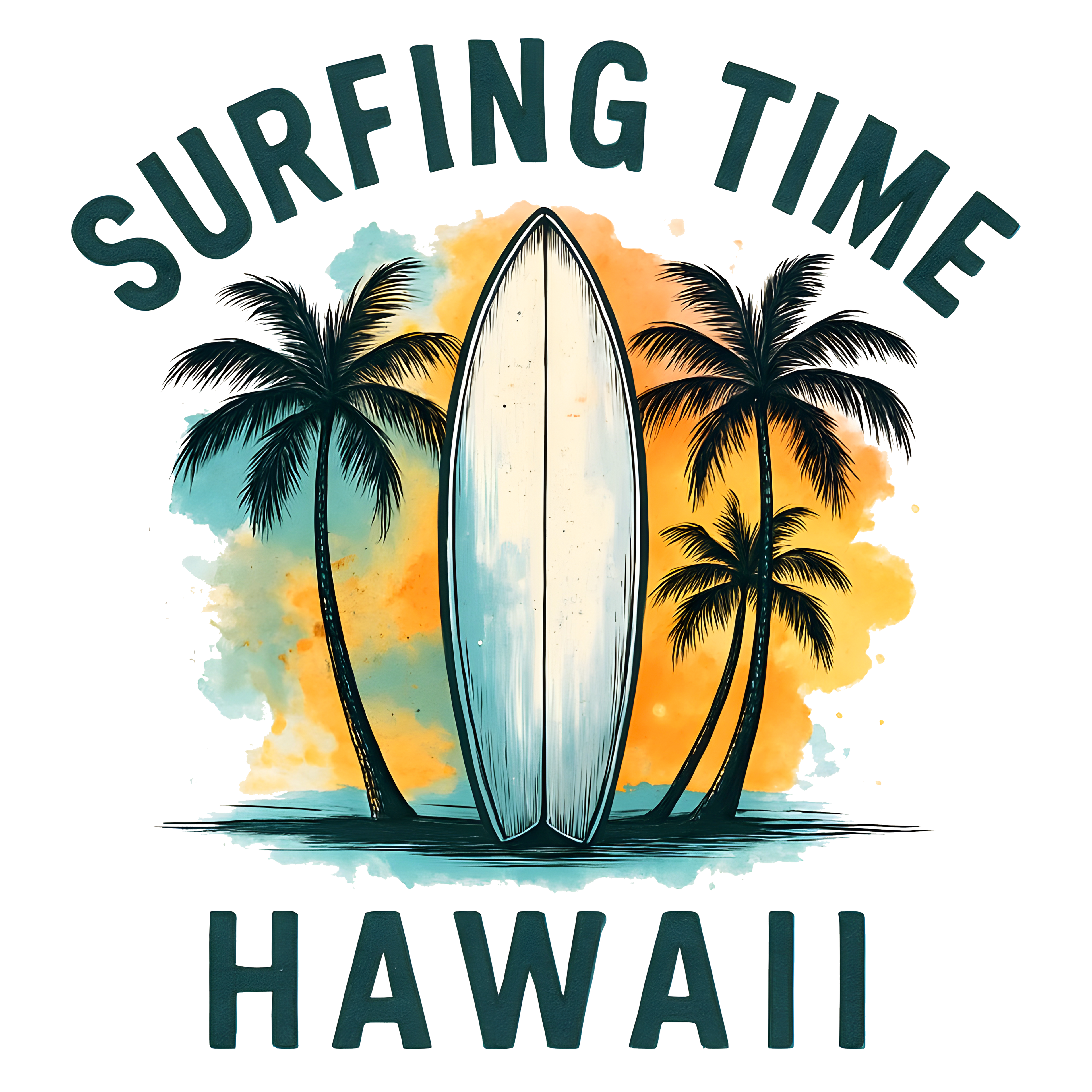 Surfing Time Hawaii DTF Heat Transfer
