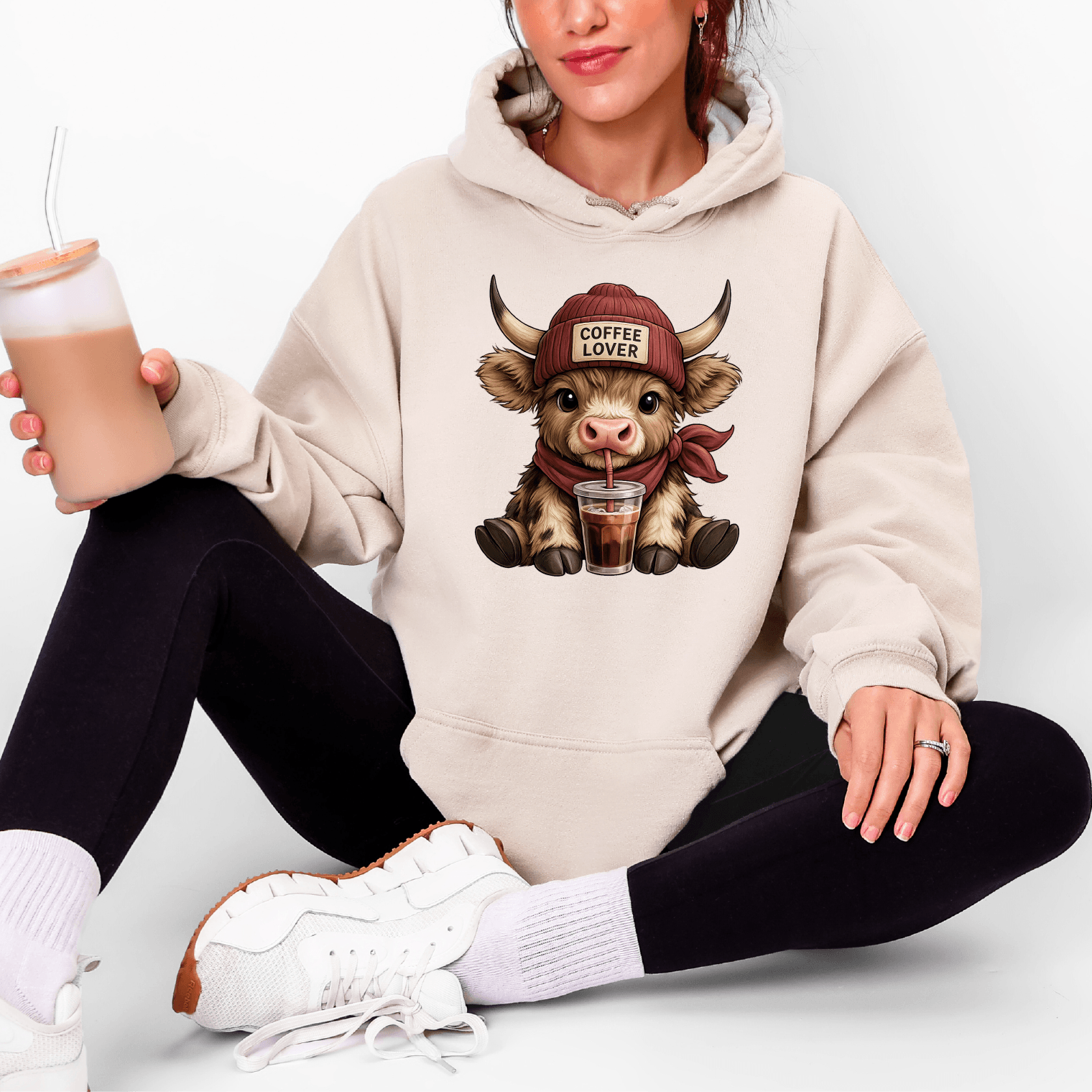 Coffee Lover Highland Cow DTF Transfer