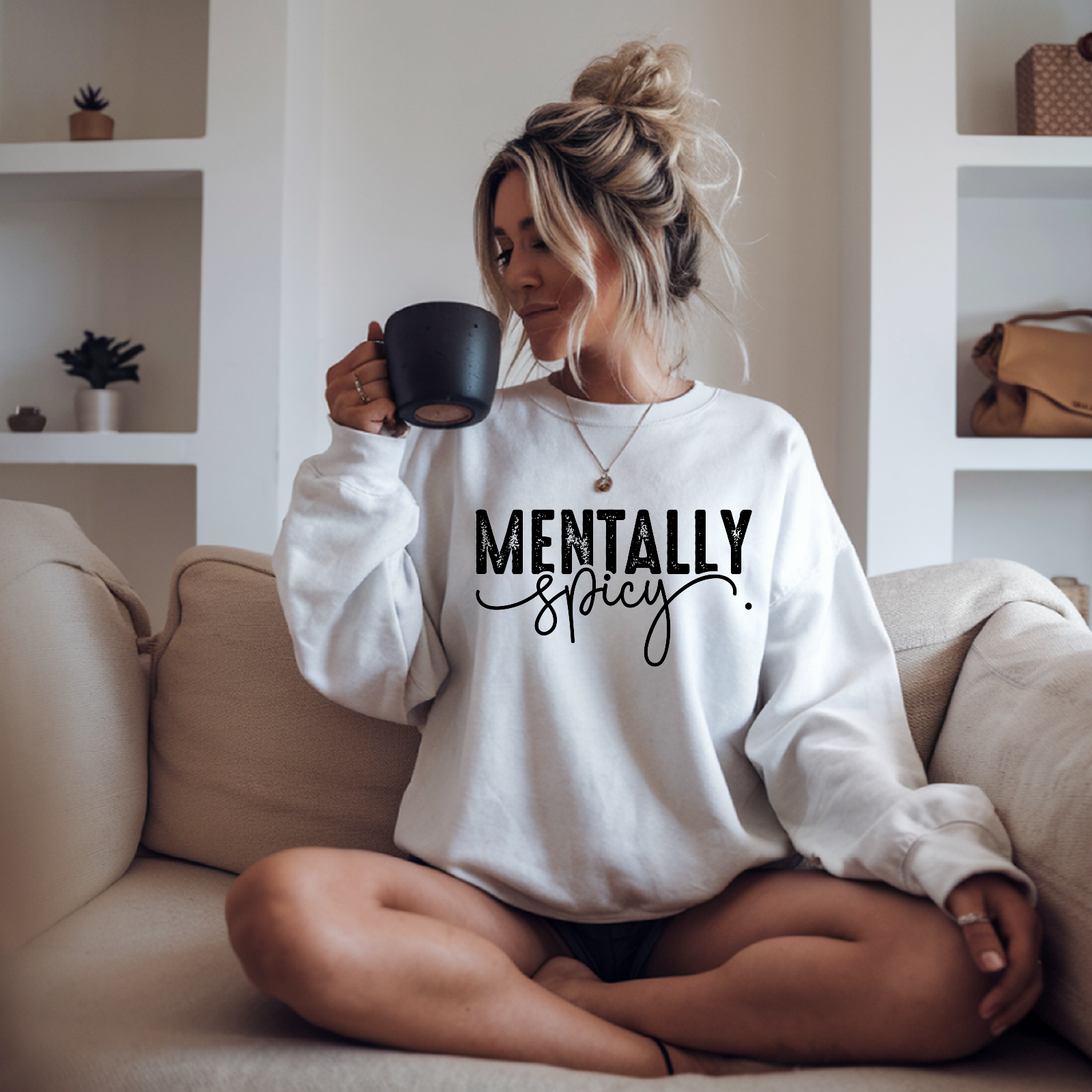 Mentally Spicy DTF Transfer – Funny Bold Typography Design