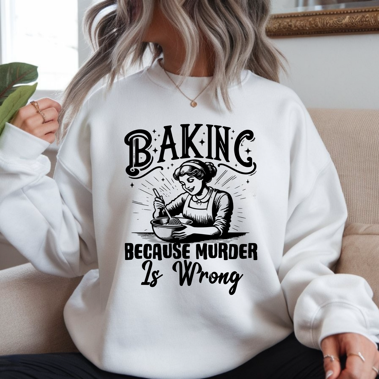 Baking Because Murder Is Wrong DTF Transfer – Funny Baking Design