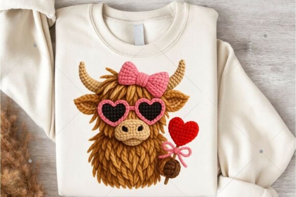 Crochet Valentine Cow – DTF Transfer