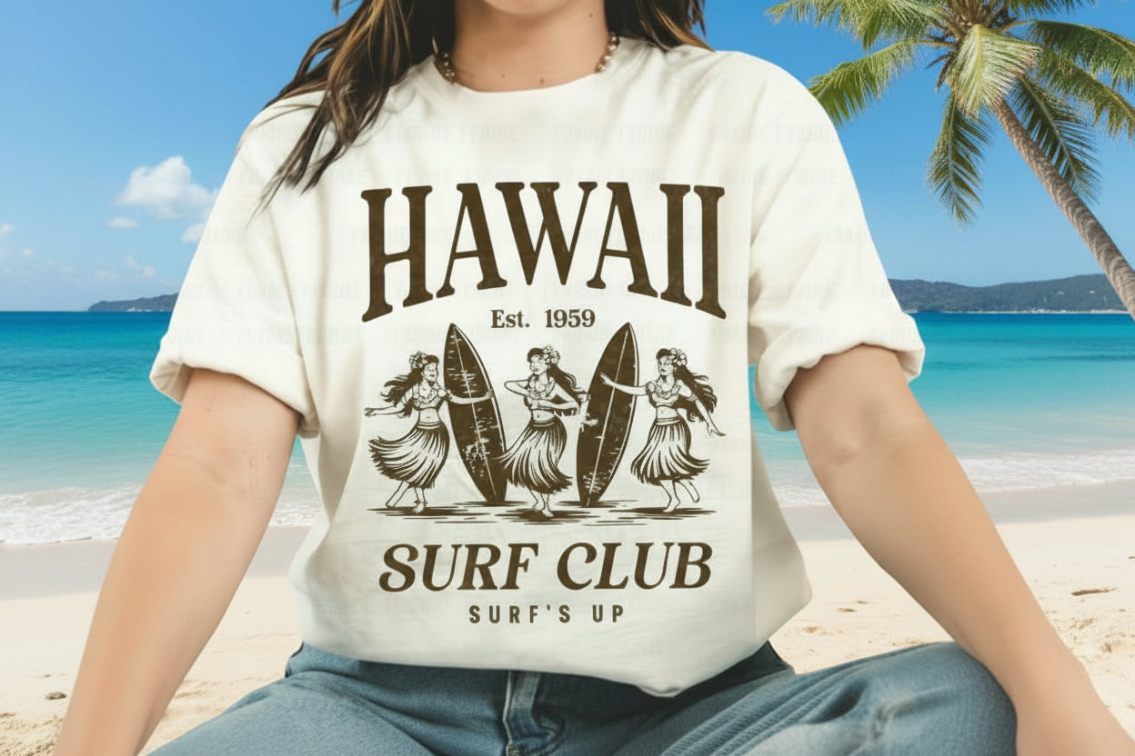 Retro Summer Hawaii Surf Club -DTF Heat Transfer
