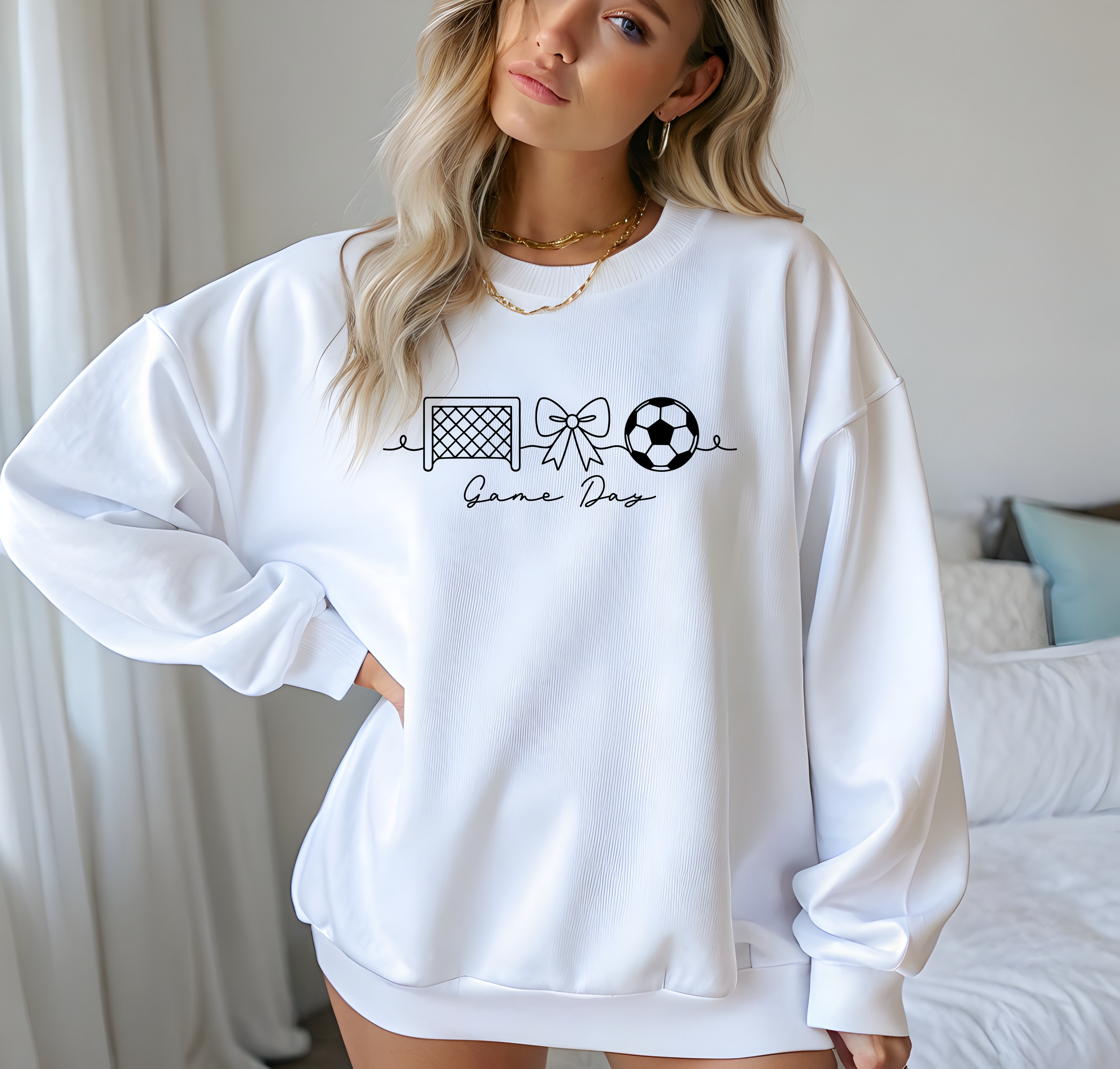 Soccer Game Day DTF Transfer – Bow & Soccer Design