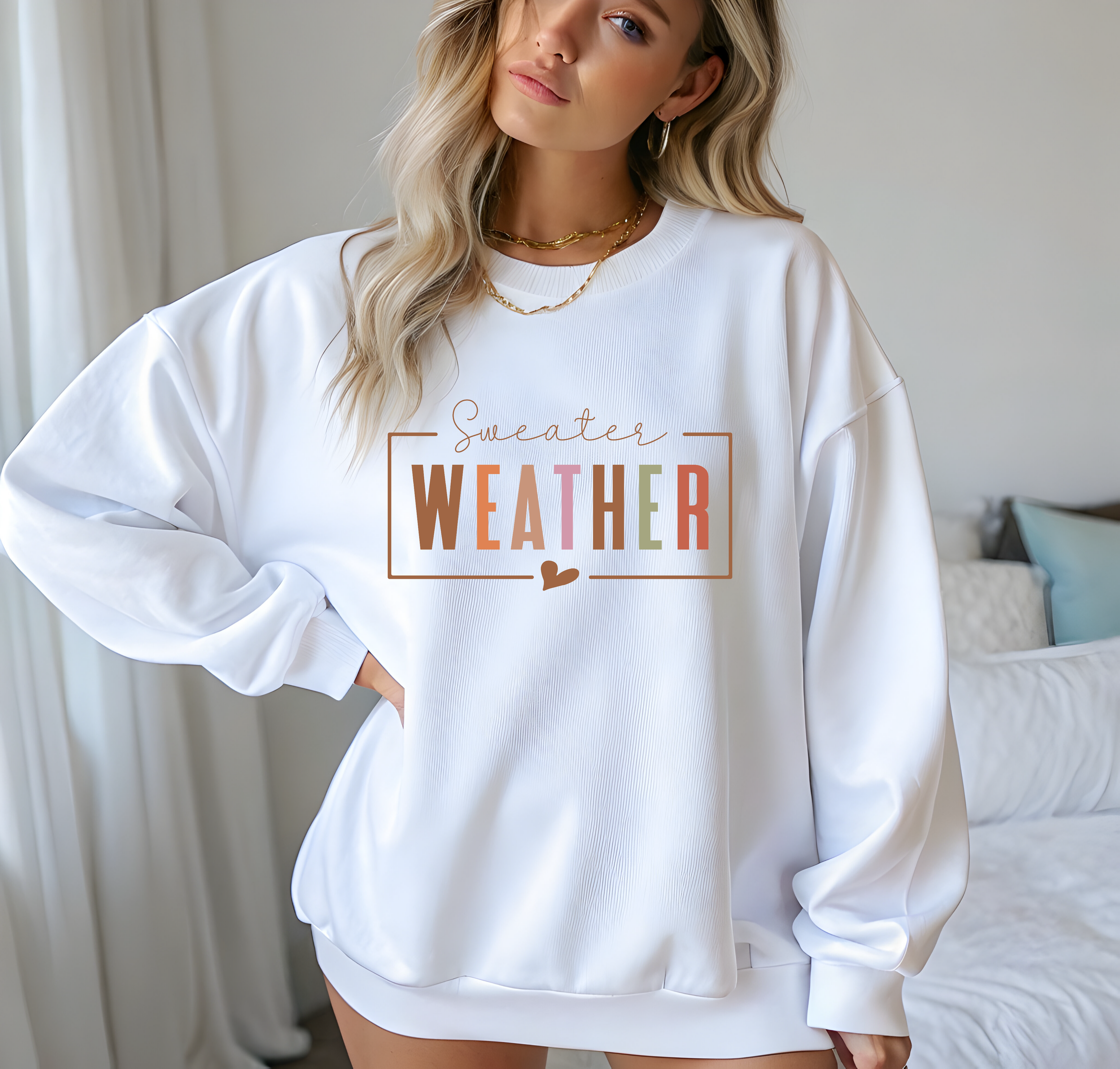 Sweater Weather Color DTF Transfer – Cozy Fall Quote Design